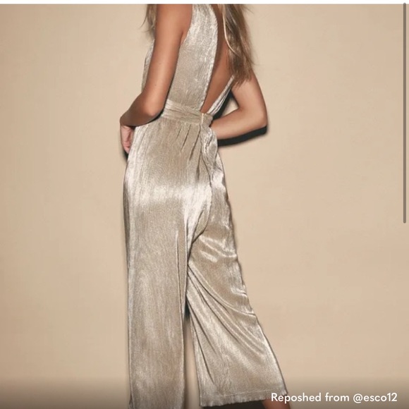 LULUS Metallic Sparkly Jumpsuit - Picture 3 of 6